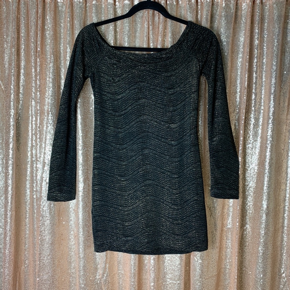 Bcbgmaxazria black and gold dress XS